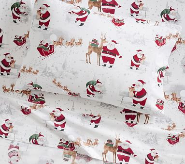 Heritage Santa Organic Toddler Sheet Set & Pillowcase | Pottery Barn Kids