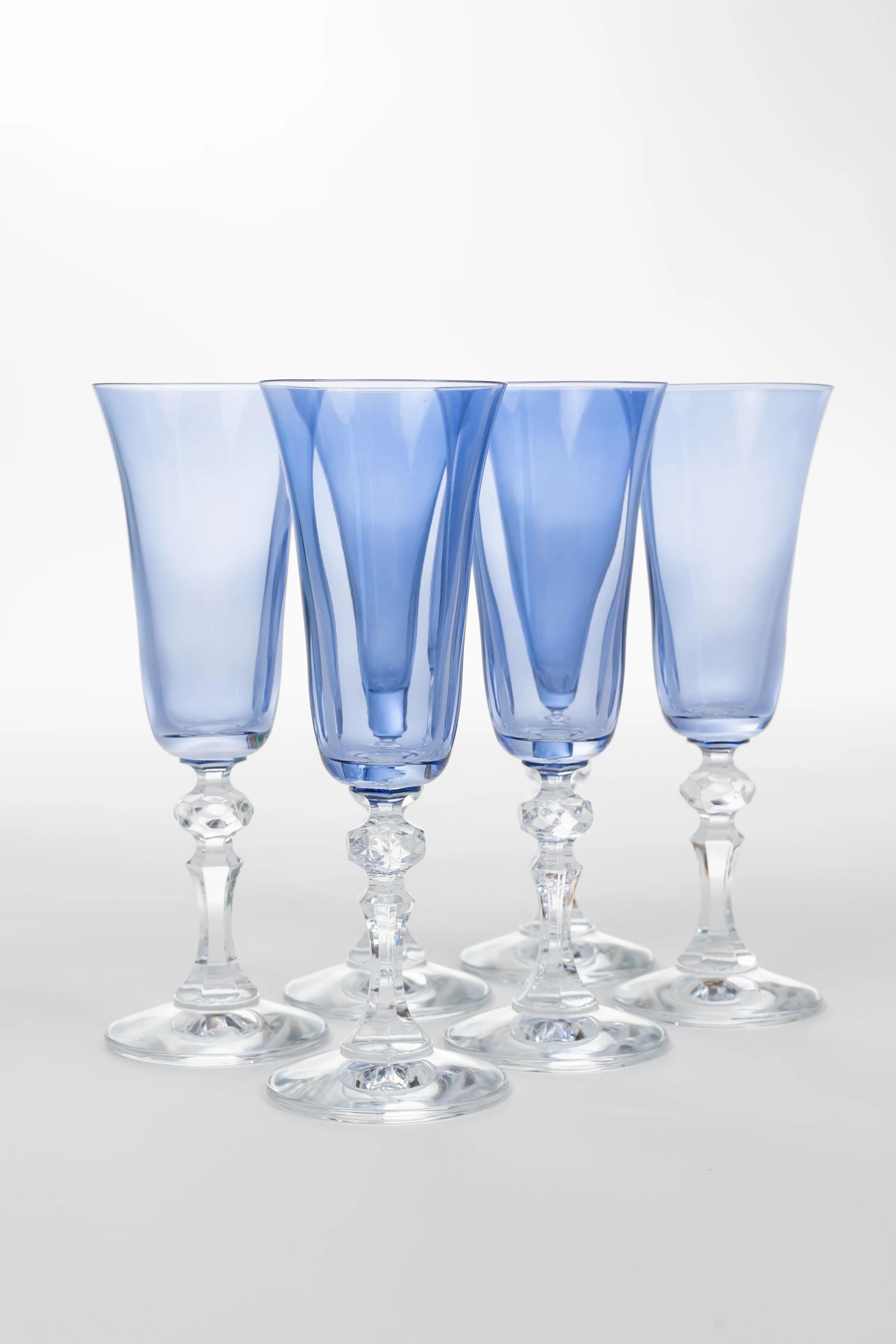 Estelle Colored Regal Flute With Clear Bottom - Set of 6 {Cobalt Blue} | Estelle Colored Glass