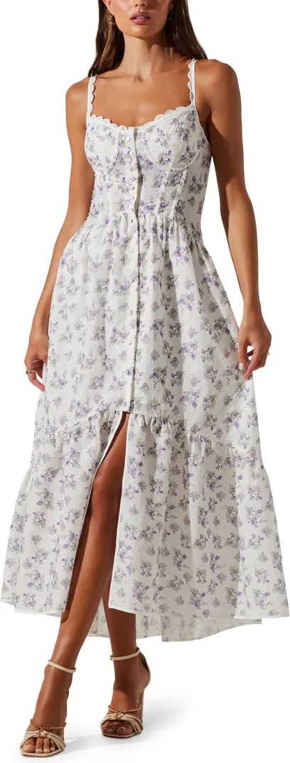 ASTR the Label Yamila Floral Cotton Blend Eyelet Midi Sundress | Nordstrom | Nordstrom