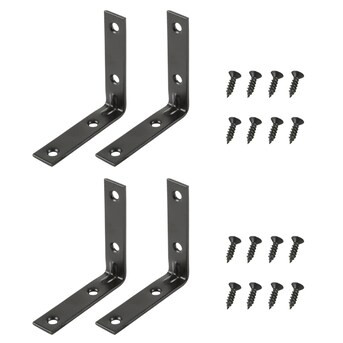 RELIABILT 3-in x 0.75-in x 3-in-Gauge Black Steel Corner Brace (4-Pack) | Lowe's