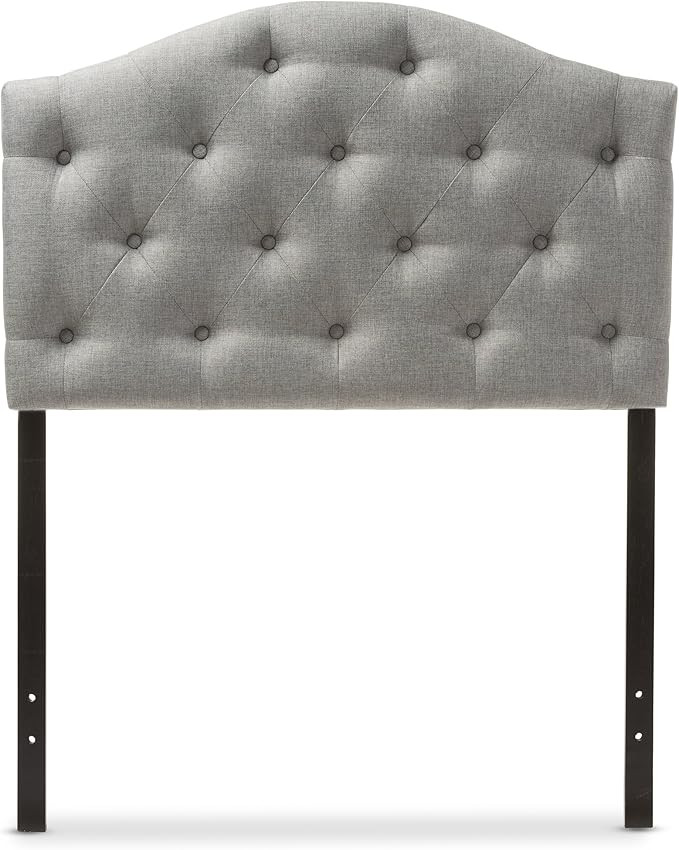 Baxton Studio Myra Modern and Contemporary Grey Fabric Upholstered Button-Tufted Scalloped Twin S... | Amazon (US)