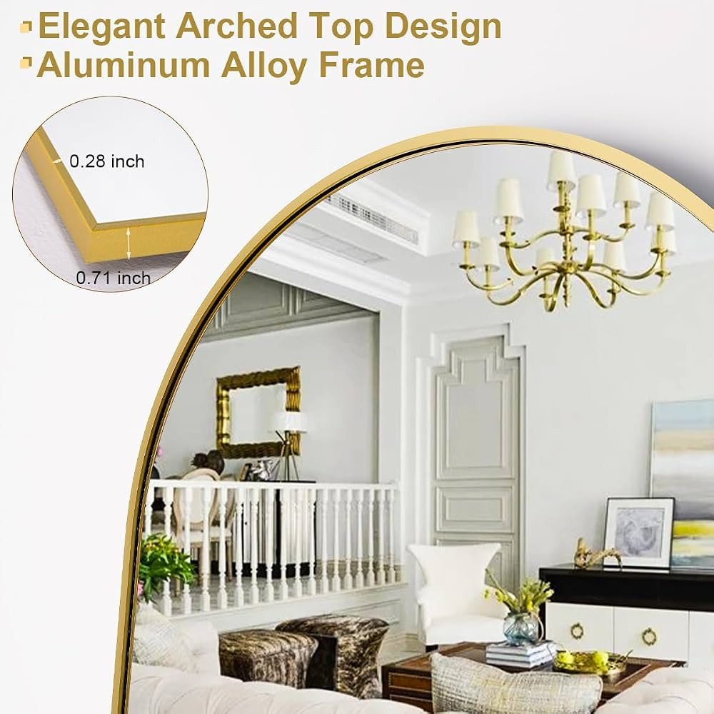 HARRITPURE 64"x21" Arched Full Length Mirror Free Standing Leaning Mirror Hanging Mounted Mirror ... | Amazon (US)
