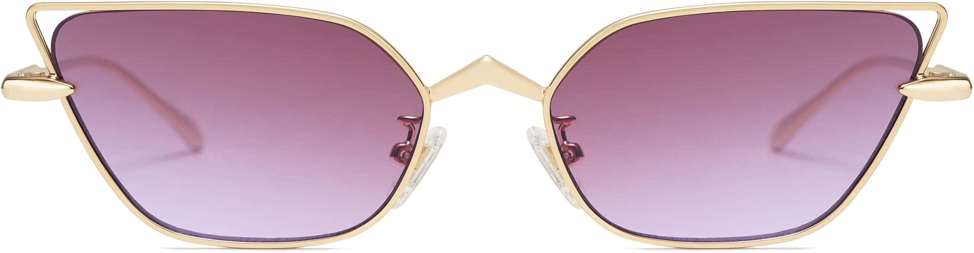 SOJOS Small Cateye Sunglasses Fashion Narrow Fun Trendy Rectangle Sunnies SJ1127 | Amazon (US)