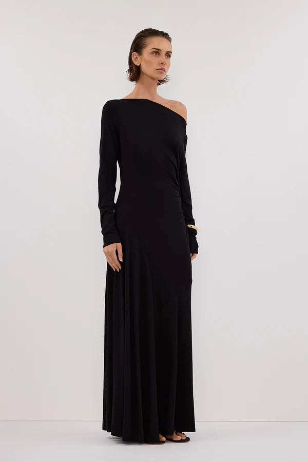 HADLEY BLACK LONG SLEEVE KNIT MAXI DRESS | DISSH