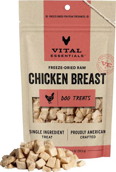 Vital Essentials Chicken Breast Treats Freeze-Dried Raw Dog Treats, 2.1-oz bag | Chewy.com