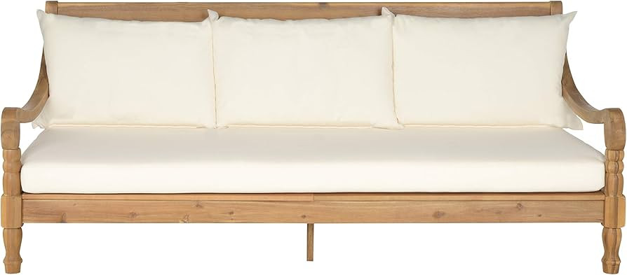 Safavieh Outdoor Collection Pasadena Brown /Taupe Acacia Wood Cushioned Daybed | Amazon (US)