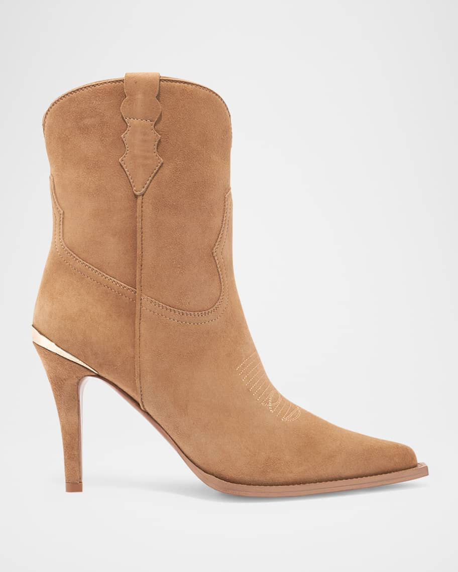 Partlow Katie Suede Western Stiletto Booties | Neiman Marcus
