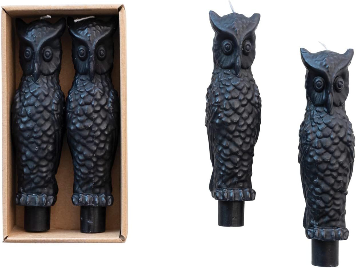 Creative Co-Op 6' H Unscented Owl Taper Candles in Box, Black Color, Set of 2 (Approximate Burn T... | Amazon (US)