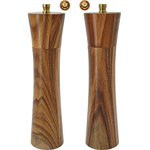 Salt and Pepper Grinder set,10inch Acacia Wood salt and pepper grinders refillable kit with Adjus... | Amazon (US)