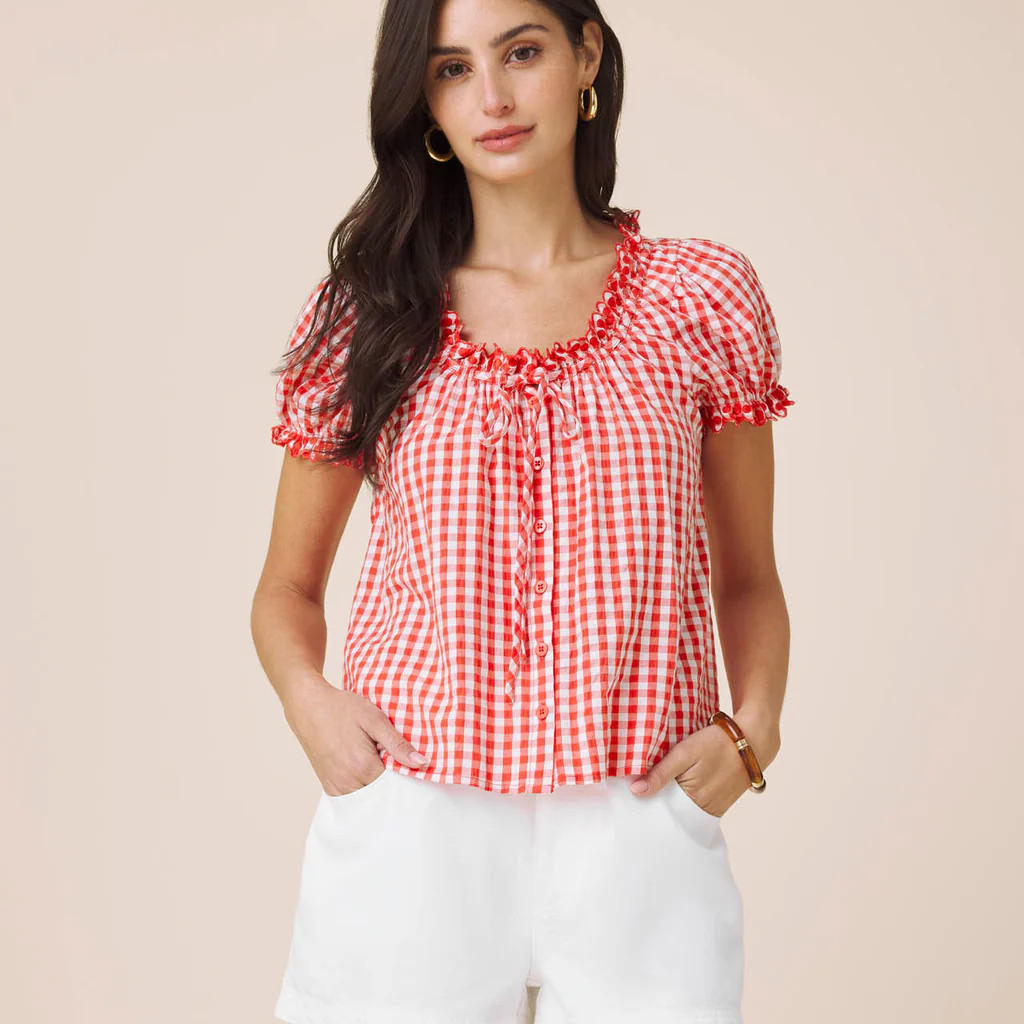 Gigi Gingham Puff Sleeve Top | Splendid