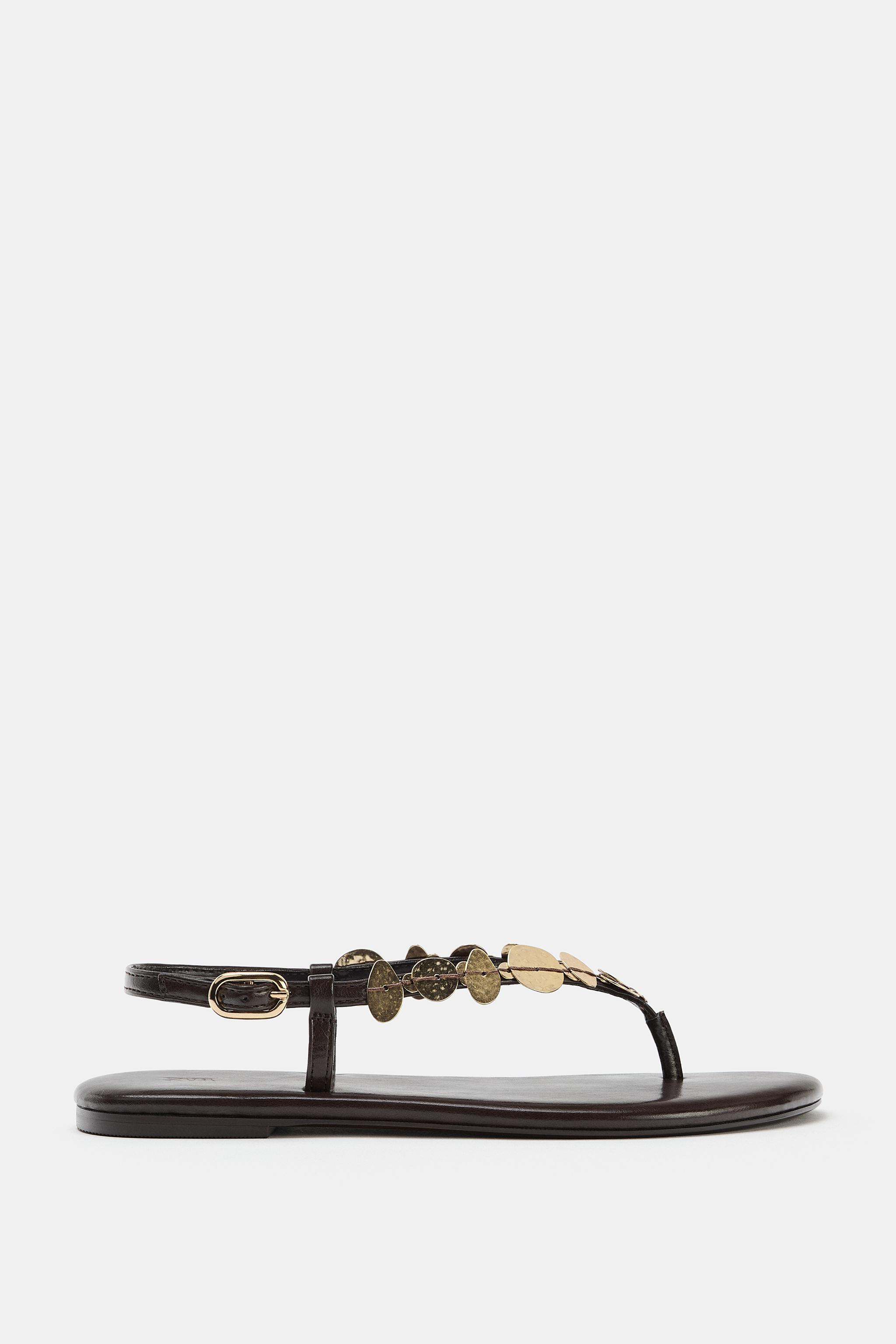 METALLIC ADORNMENT SANDALS | Zara US