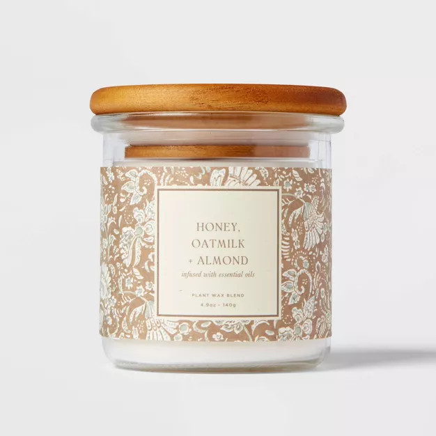Lidded Jar Candle Honey Oatmilk & Almond - Threshold™ | Target