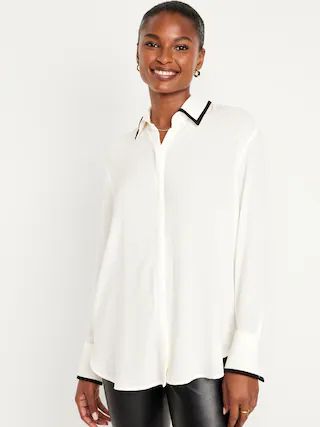 Long-Sleeve Crepe Tunic for Women | Old Navy (US)