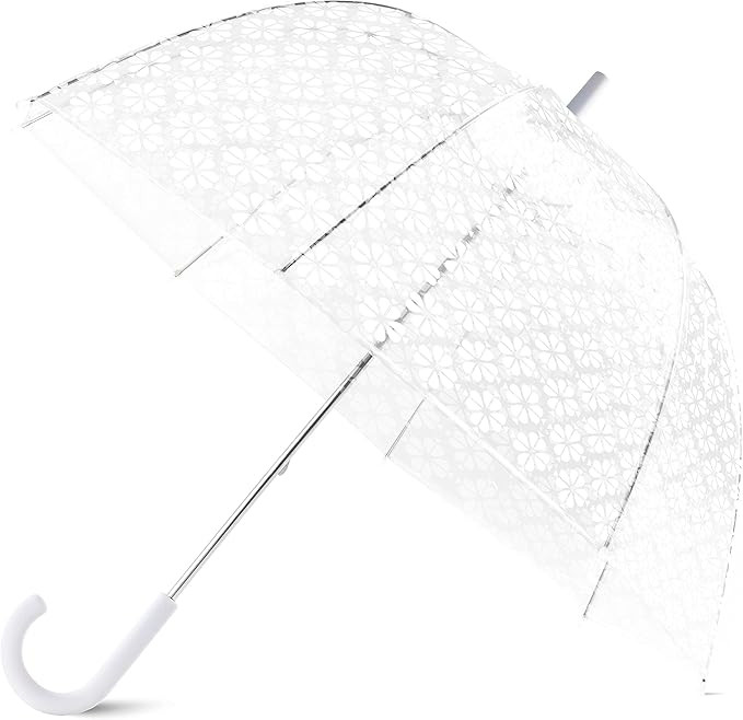 Kate Spade New York Clear Bubble Umbrella, Large Transparent Dome Umbrella, White Spade Flower | Amazon (US)