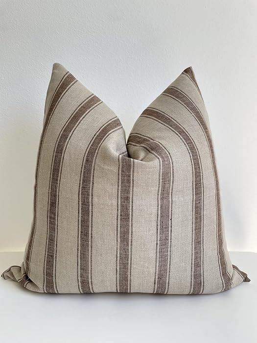 Handwoven Hand Block Print Pure Linen 22x22 Inch Throw Pillow Cover: Handmade Vintage Cushion Cov... | Amazon (US)