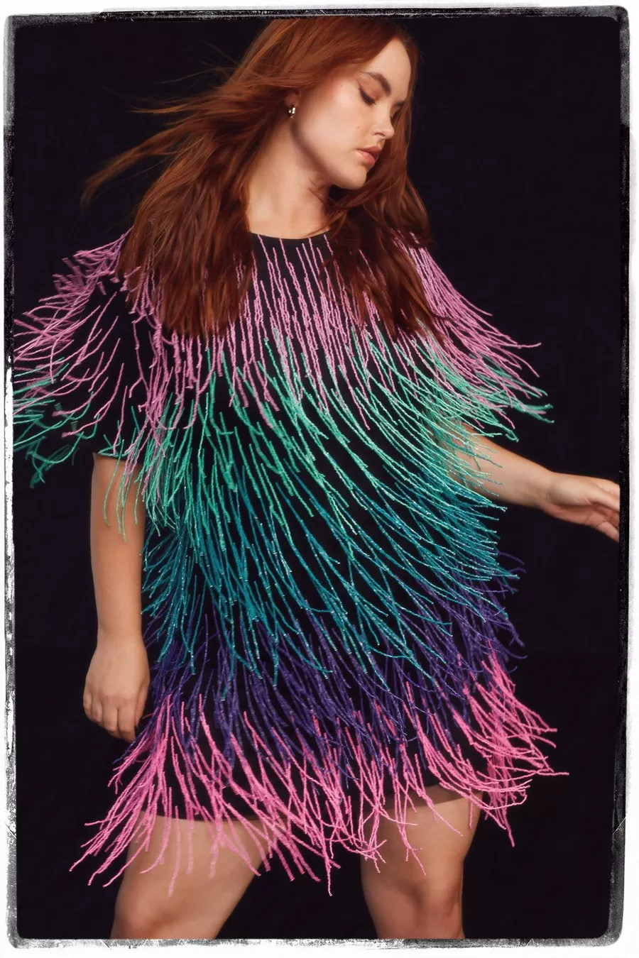 Plus Rainbow Tassel Beaded Shift Dress | Nasty Gal US