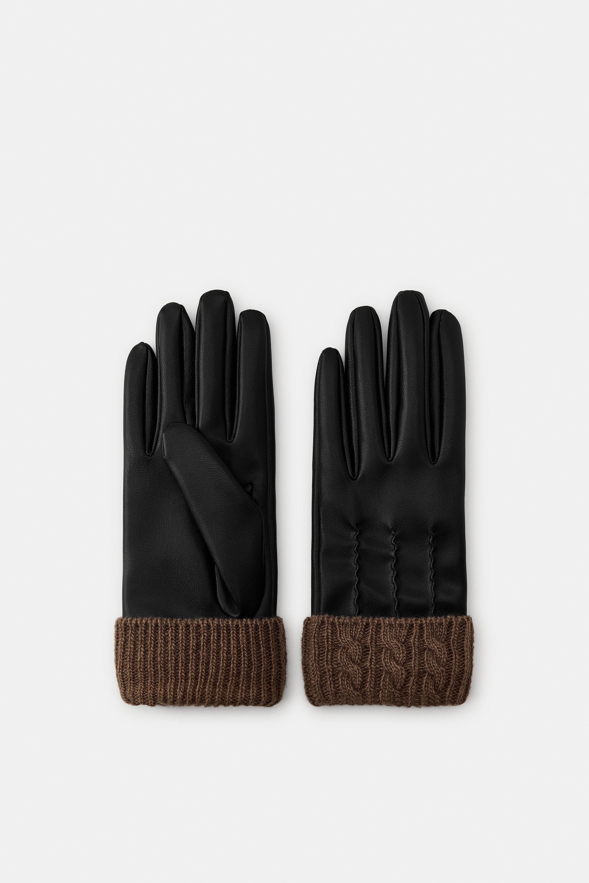 FAUX LEATHER WOOL BLEND GLOVES | Zara US