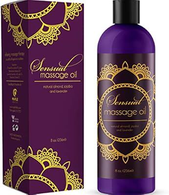 Sensual Massage Oil with Relaxing Lavender Almond Oil and Jojoba for Men and Women – 100% Natur... | Amazon (US)