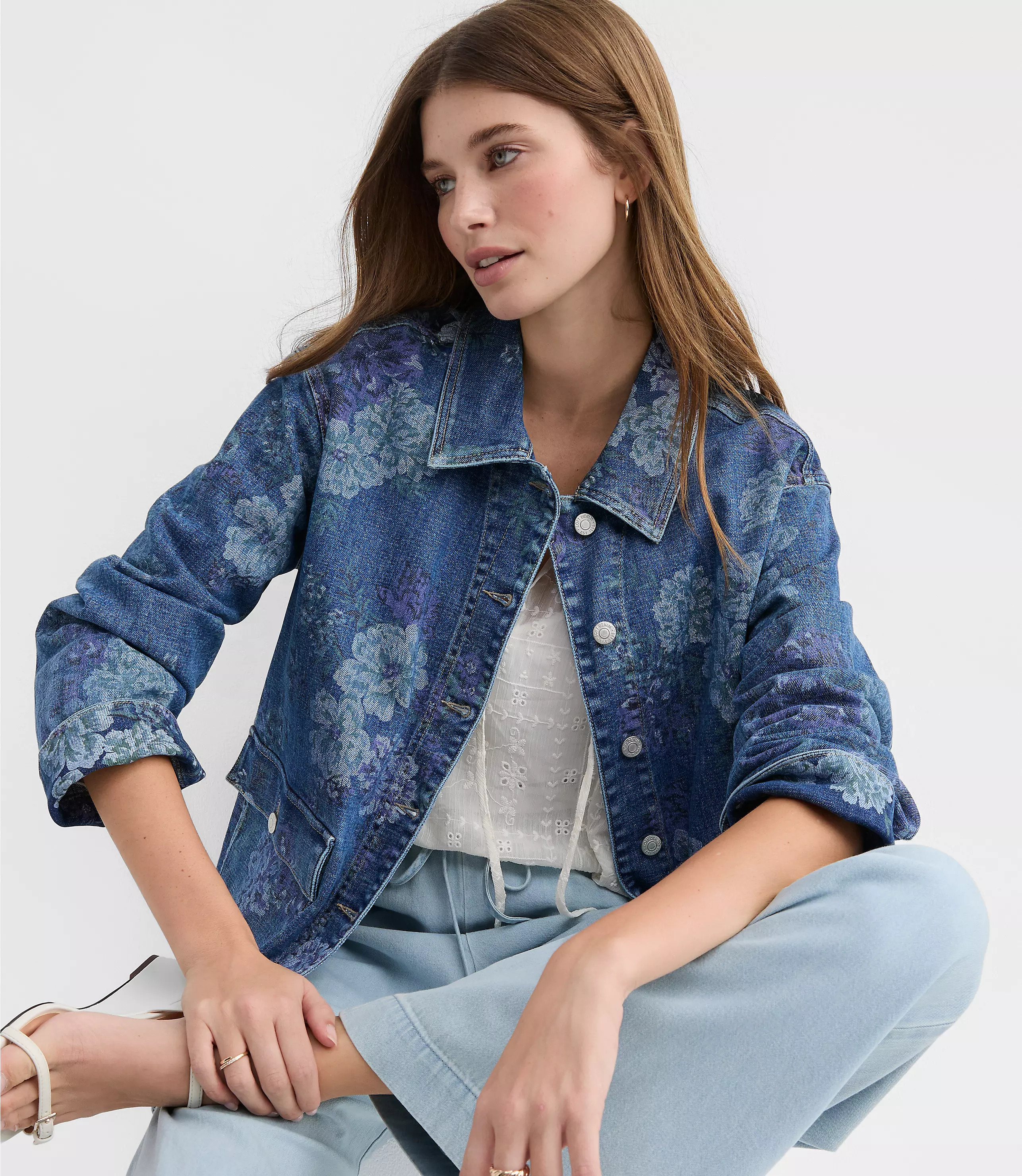 Floral Denim Chore Jacket | LOFT