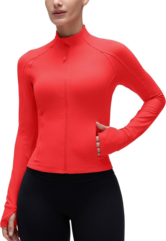 CRZ YOGA Butterluxe Waist Length Jackets for Women - Full Zip Athletic Track Tops with Thumb Hole... | Amazon (US)