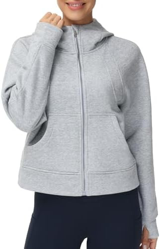 THE GYM PEOPLE Women's Full-Zip Up Hoodies Jacket Fleece Workout Crop Tops Sweatshirts with Pocke... | Amazon (US)