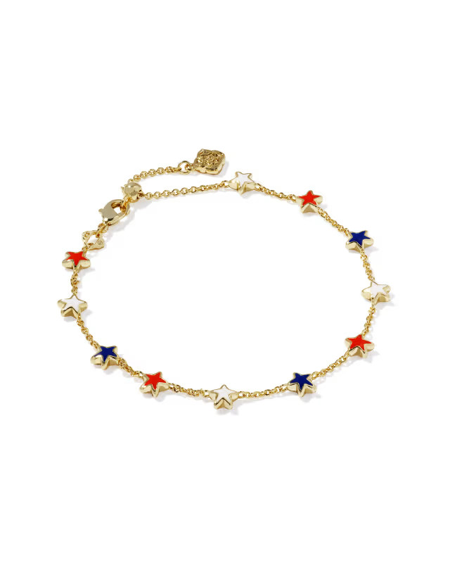 Sierra Gold Star Delicate Chain Bracelet in Red White Blue Mix | Kendra Scott