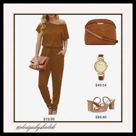 |brown outfit | jumpsuit | womens watch | cross body bag | fall wear | fall outfit | fashion inspirations | casual outfit | neutral outfit | autumn fit | 