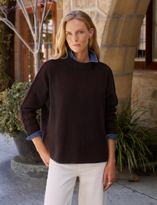 MONTECITO SWEATER Espresso, Pure Italian Cotton Espresso / XL | Frank & Eileen