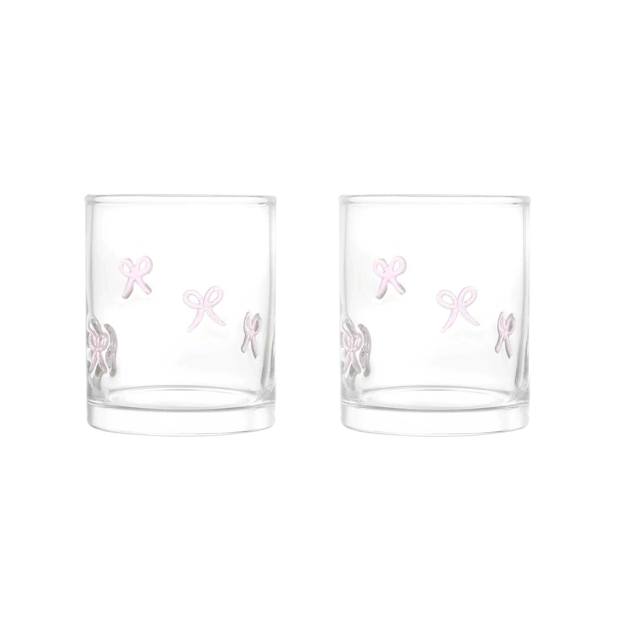 Thyme & Table 12 fl oz Valentine's Day Pink Bows Charm Drinking Glasses, Set of 2 | Walmart (US)