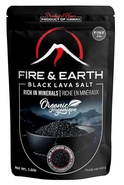 Fire & Earth - Organic Black Lava Salt - 1.0lb - Hawaiian Lava Black Sea Salt - Black Salt,- Gour... | Amazon (US)