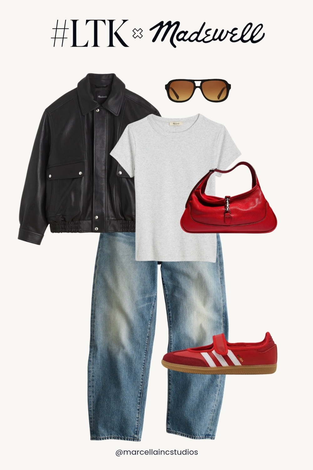 Madewell new arrivals - must have black bomber with a splash of red. #ltkmadewell #madewellsale #denimootd #adidassamba #adidasmaryjane 

 #LTKootd #LTKSaleAlert