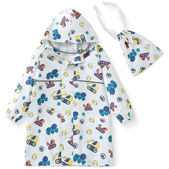 Toddler Raincoat Boys Girls Rain Poncho Waterproof Kids Rain Jacket Children Rainwear L Size | Amazon (US)