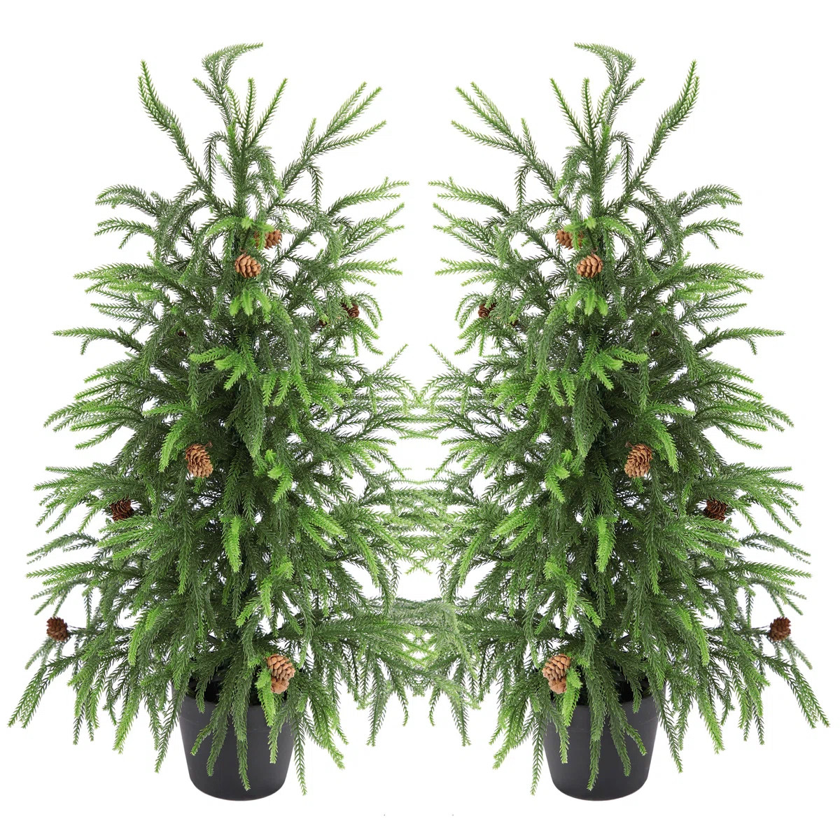 UV-Resistant Real Touch Norfolk Pine Christmas Tree with Realistic Pinecones & Full Branches | Wayfair North America