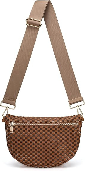Woven Crossbody Bag for Women Stylish Leather Bum Bag Sling Purses Chest bag for Travel Festival | Amazon (US)
