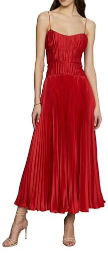 AMUR Women's Cherry Drop Waist Midi Dress, Red Calla Lily | Amazon (US)