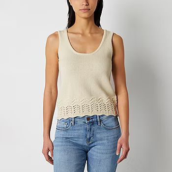 a.n.a Pointelle Tank Womens Scoop Neck Sleeveless Pullover Sweater | JCPenney