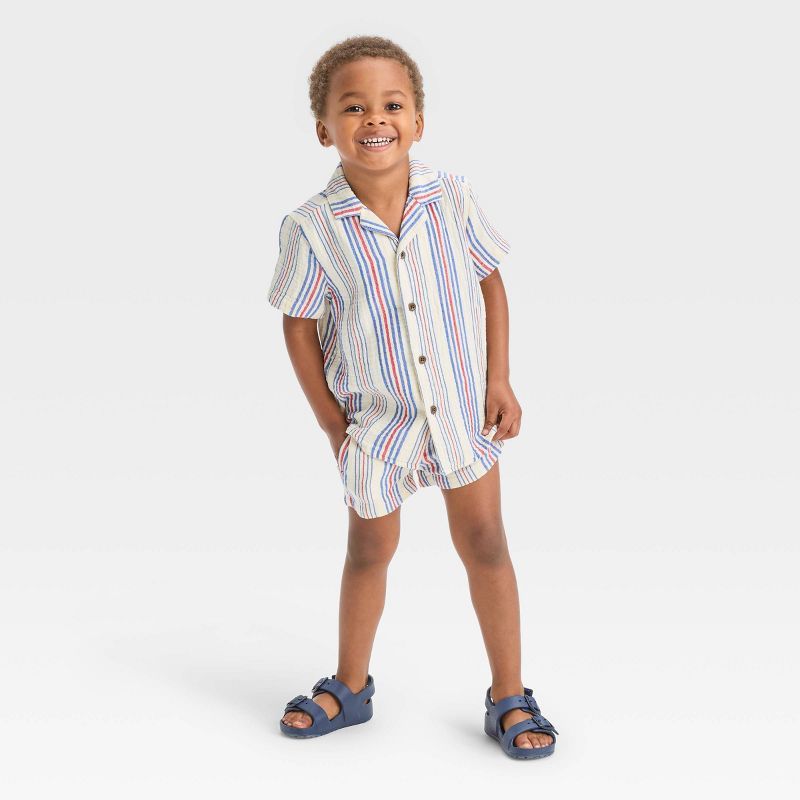 Toddler Boys' Short Sleeve Gauze Woven Shirt and Shorts Set - Cat & Jack™ | Target