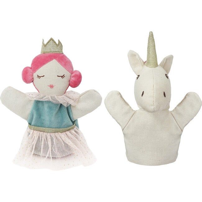 Princess & Unicorn Puppet Set, Cream | Maisonette