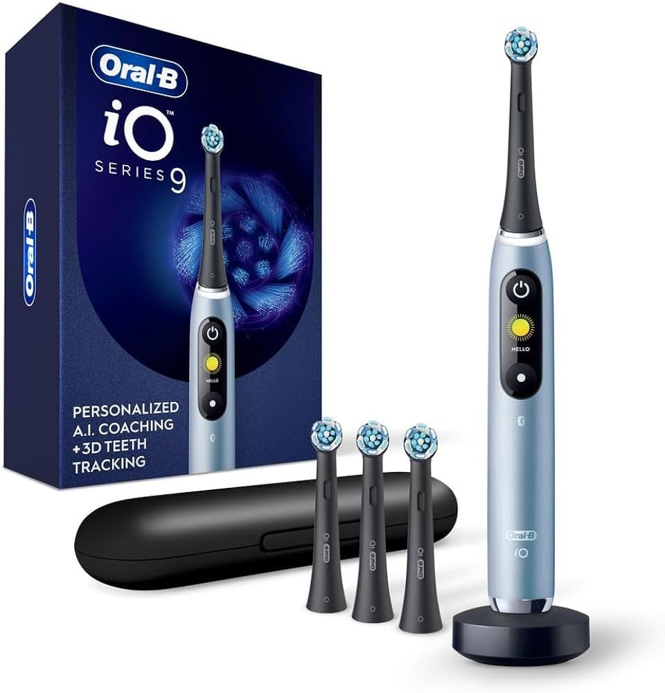 Oral-B iO Series 9 Rechargeable Electric Toothbrush, Aquamarine with 4 Brush Heads and Travel Cas... | Amazon (US)