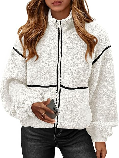 KIRUNDO Sherpa Jacket Women Fleece Oversized Zip Up Winter Coats Fall Jackets Faux Fur Warm Outwe... | Amazon (US)