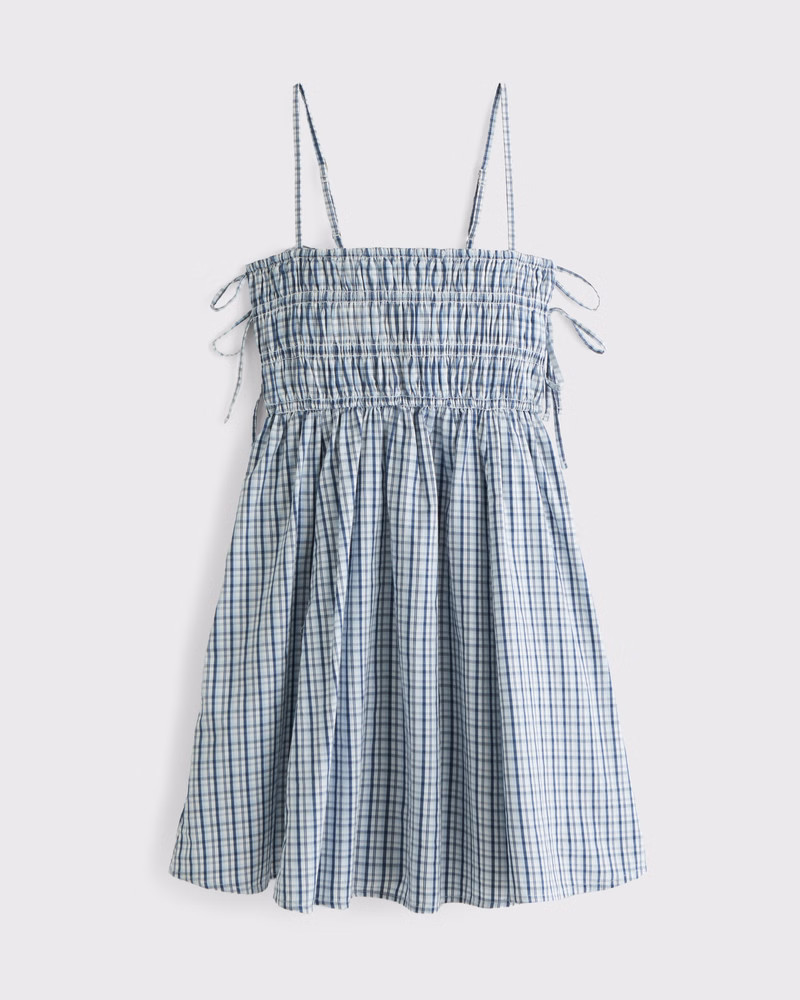 Smocked Babydoll Tie Mini Dress | Abercrombie & Fitch (US)