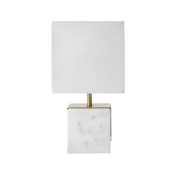 Ivory 17-inch Plated Marble Cube Table Lamp | Rugs USA