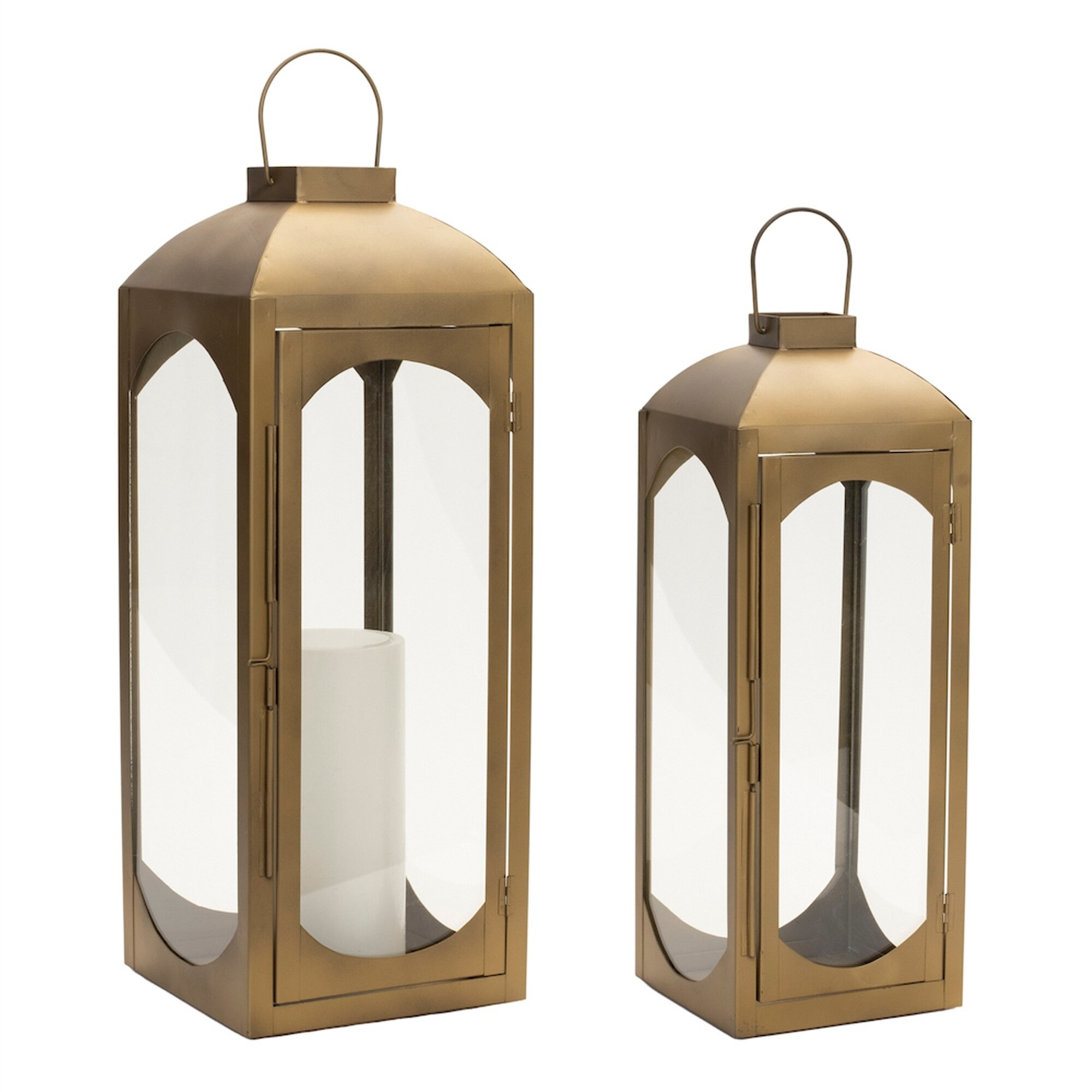 Gold Curved Metal Lantern (Set of 2) | Bed Bath & Beyond