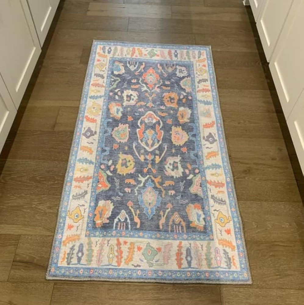 Modern Oushak Rug, Vintage Turkish Colorful Oriental Antique Inspired Small Area Rugs, Washable L... | Amazon (US)