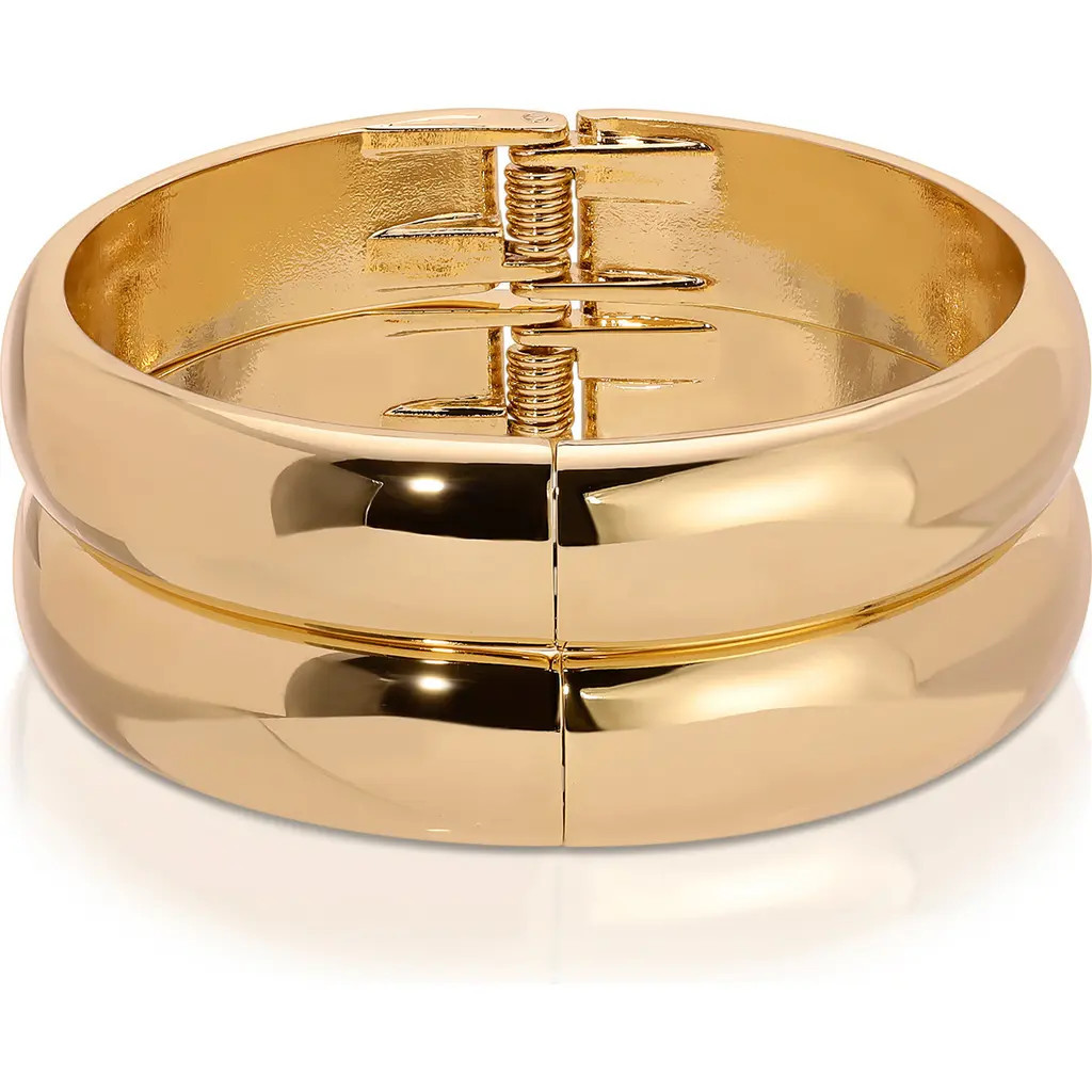 Ettika Set of 2 Stackable Hinged Bangle Bracelets in Gold at Nordstrom | Nordstrom