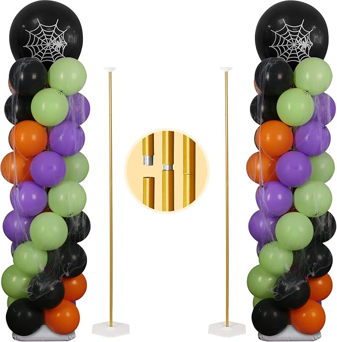 TEKXYZ Gold Balloon Stand Set of 2, 1 to 5.25 Ft Adjustable Metal Balloon Column for both Floor S... | Amazon (US)