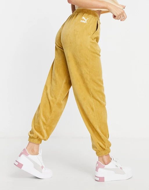 Puma cord balloon crop sweatpants in mustard - exclusive to ASOS | ASOS (Global)