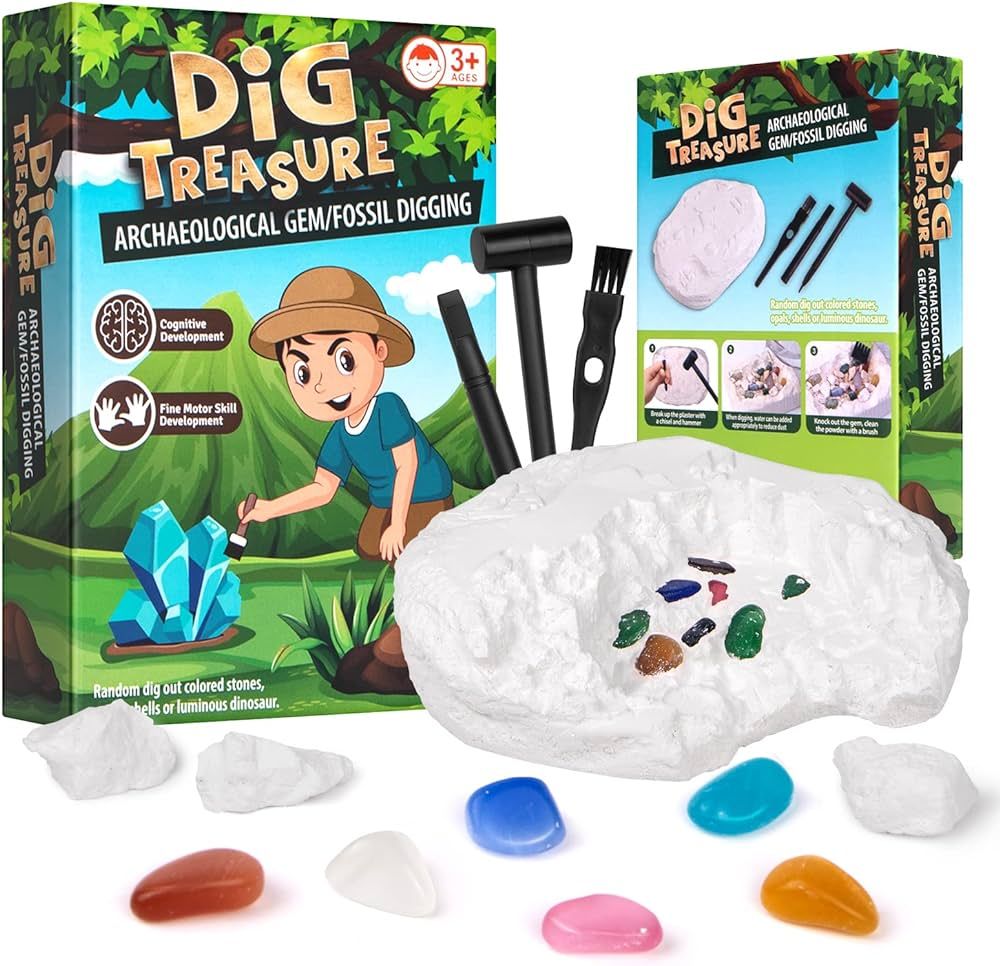 Gemstone Dig Kit, Gem Crystals Digging Kit for Kids, Educational DIY Toys STEM Science Kit-Dig Up... | Amazon (US)