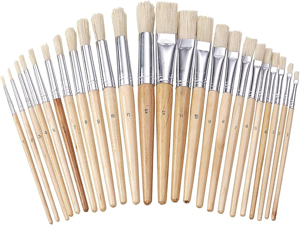Colorations Easel Paint Brushes, Assorted Sizes, Value Pack, Set of 12 Paint Brushes, Wooden Hand... | Amazon (US)