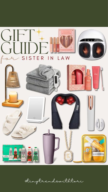 Gift guide for her, gift guide for sister in law, sister gift guide, beauty, foot massager, neck massager, slippers, candle warmer, jeweler

#LTKGiftGuide #LTKHoliday #LTKstyletip